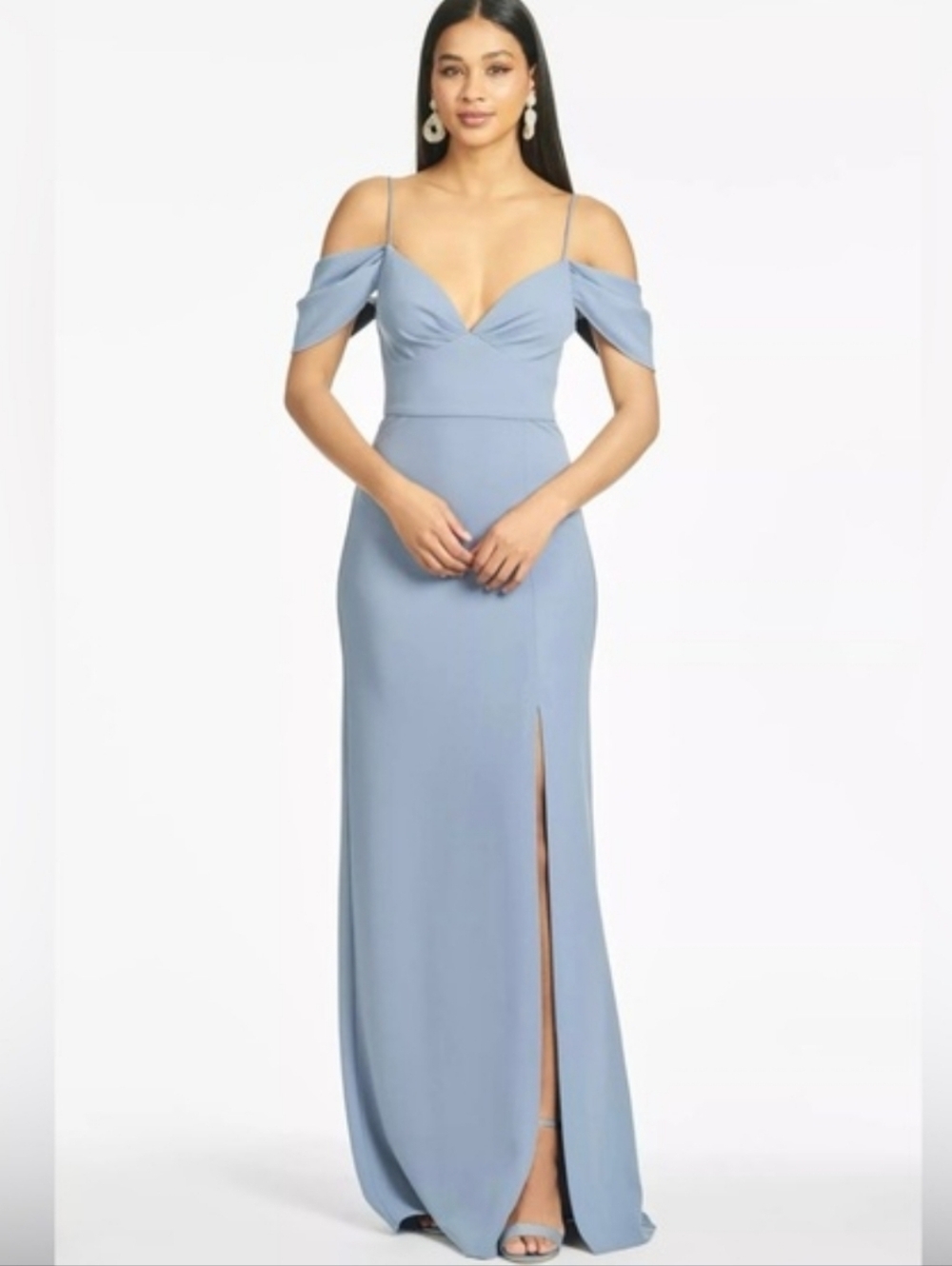 SACHIN + BABI BRITTANY OFF-THE-SHOULDERS GOWN BLUE SIZE 2